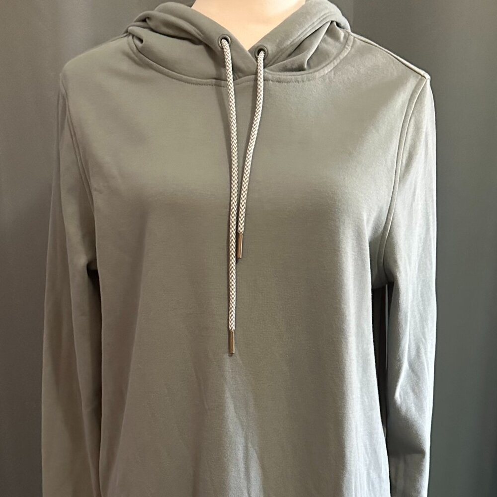 Athleta Triumph Hoodie Dress Medium Sage Green Midi Sweatshirt Zipper